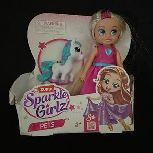 ZURU Sparkle Girlz Pink Dress Doll with Unicorn Pet